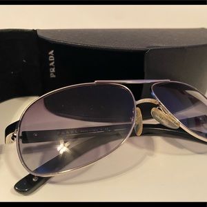 Prada Sunglasses- Black Silver Aviator